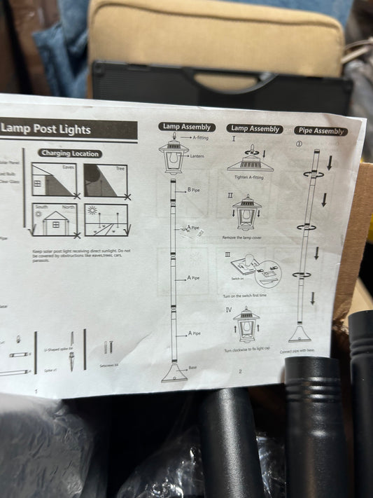 Adjustable-Height Solar Lamp Post Light with Dusk Sensor & Dual Mounting