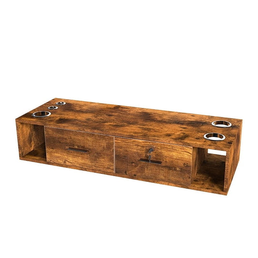 Wall Mount Styling Station Cabinet With Locking Drawers 41.3in Brown