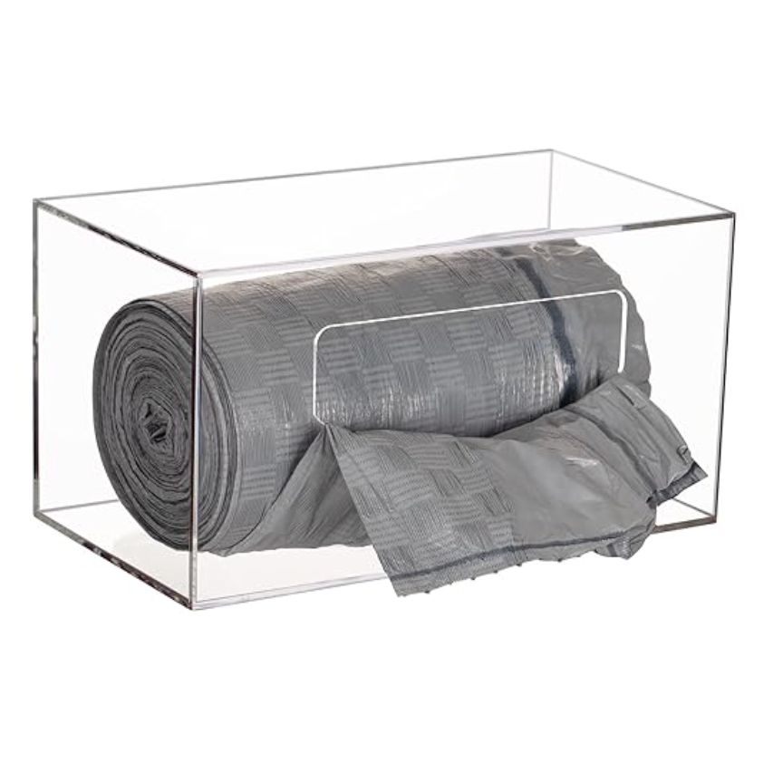 Acrylic Trash Bag Dispenser w/ Wall Mount Roll Holder