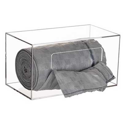 Acrylic Trash Bag Dispenser w/ Wall Mount Roll Holder