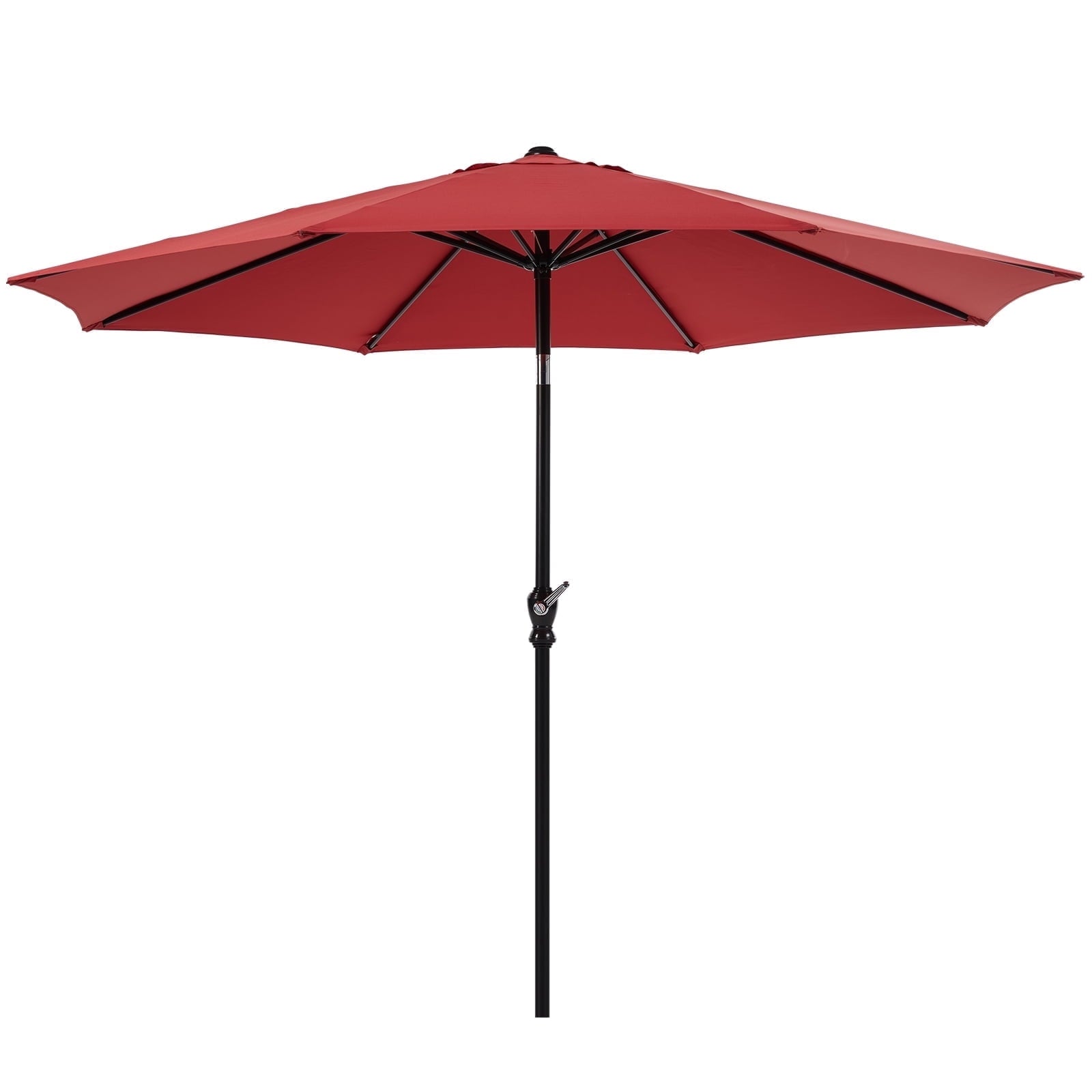 ZUNMOS 9ft Red Outdoor Patio Umbrella: Push Button Tilt, Crank, UV Guard