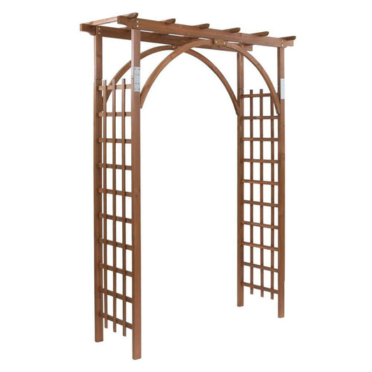 Dark Brown Wood Garden Arbor Arch, Plant Trellis- New in box