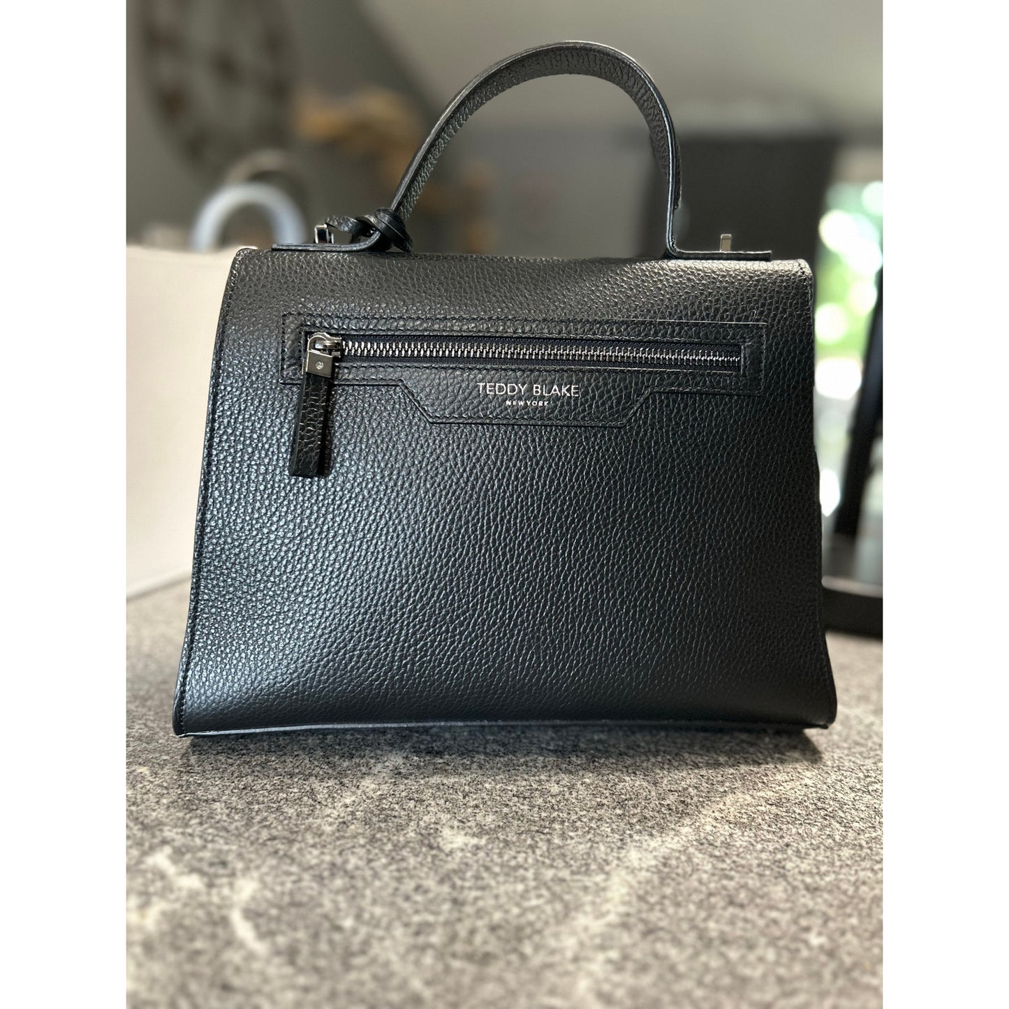 Teddy Blake Ava 11" Satchel – Black Cervo Leather, Ruthenium, Lock & Key