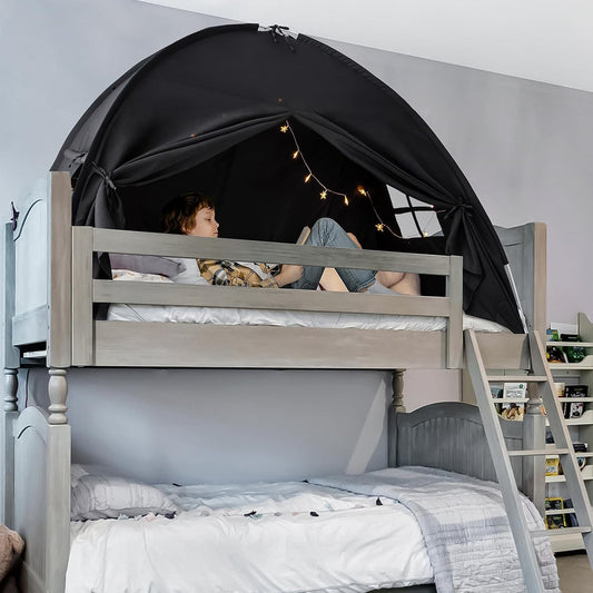 Twin Bed Tent Playhouse w/ Windows Doors Black Polycotton