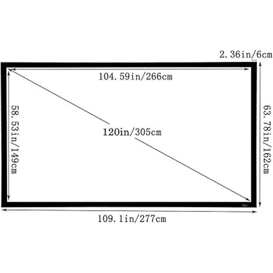 Fixed Frame Projector Screen – 120" Diagonal, 16:9, 4K Ultra HD,3D Compatible