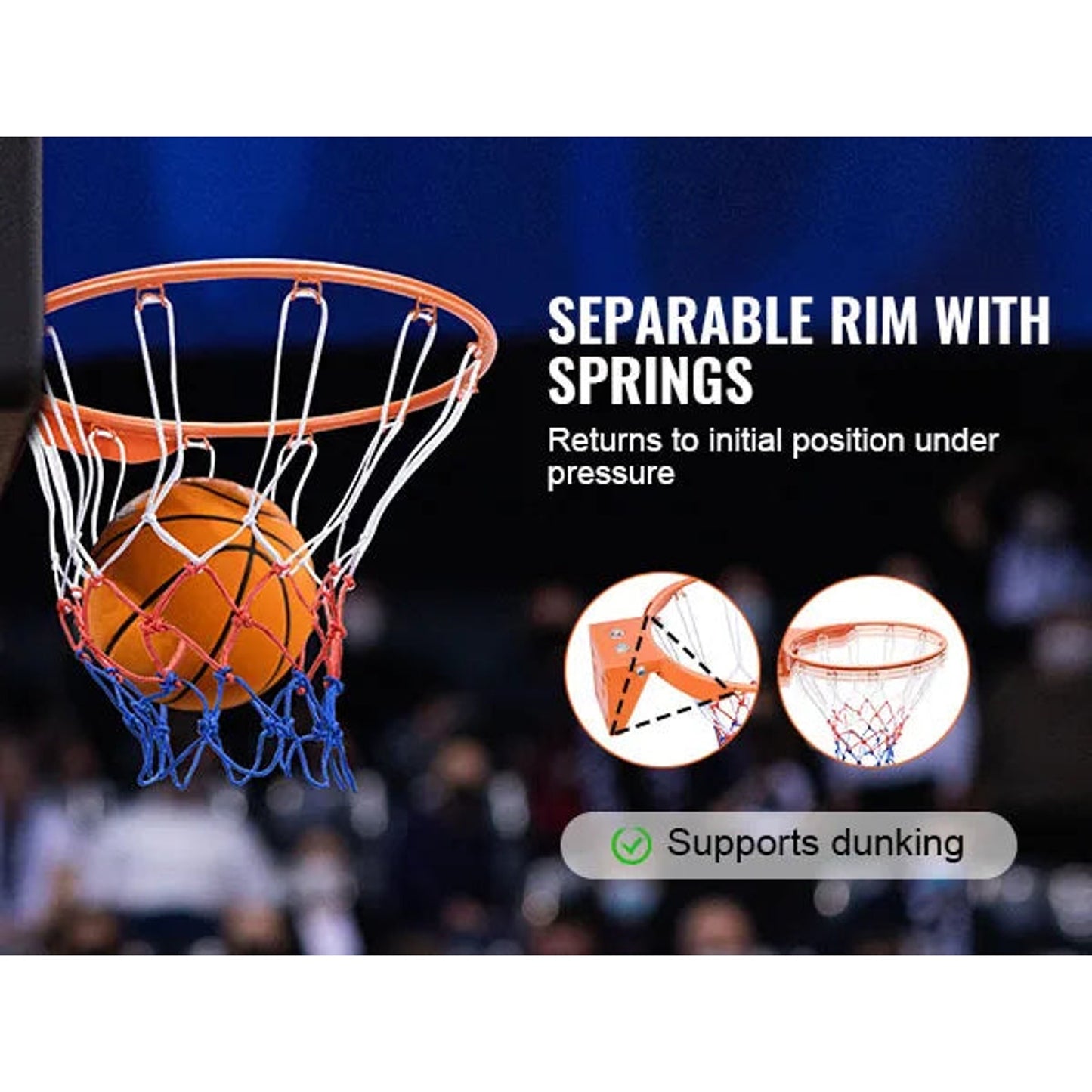 18-inch Flex Basketball Rim, Q235 Steel, Wall/Door Mount with Net- NWT