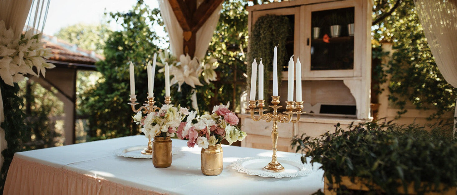 Vincidern 4-Piece Gold 3-Arm Taper Candelabra Set with Acrylic Shades