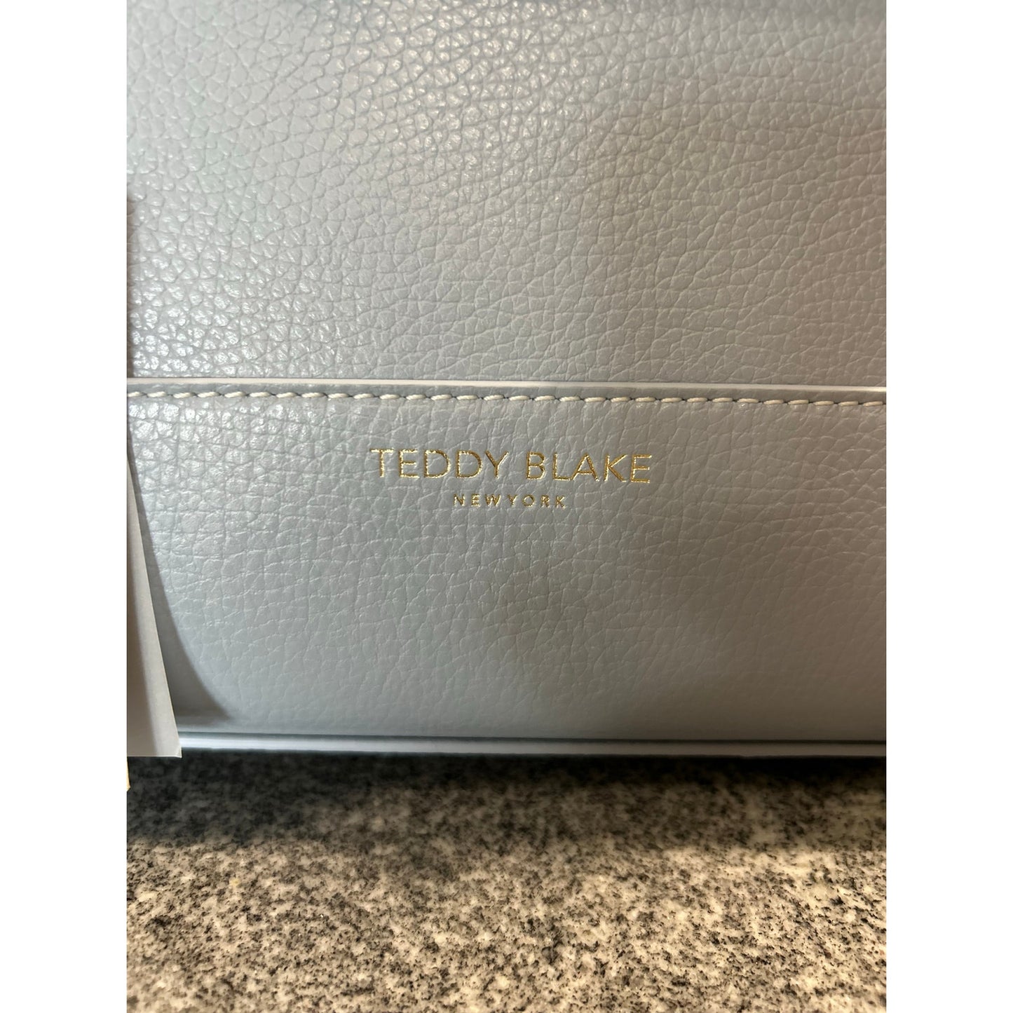 Teddy Blake Kim 11" Satchel – Light Blue Cervo Leather, Gold Hardware- NWT