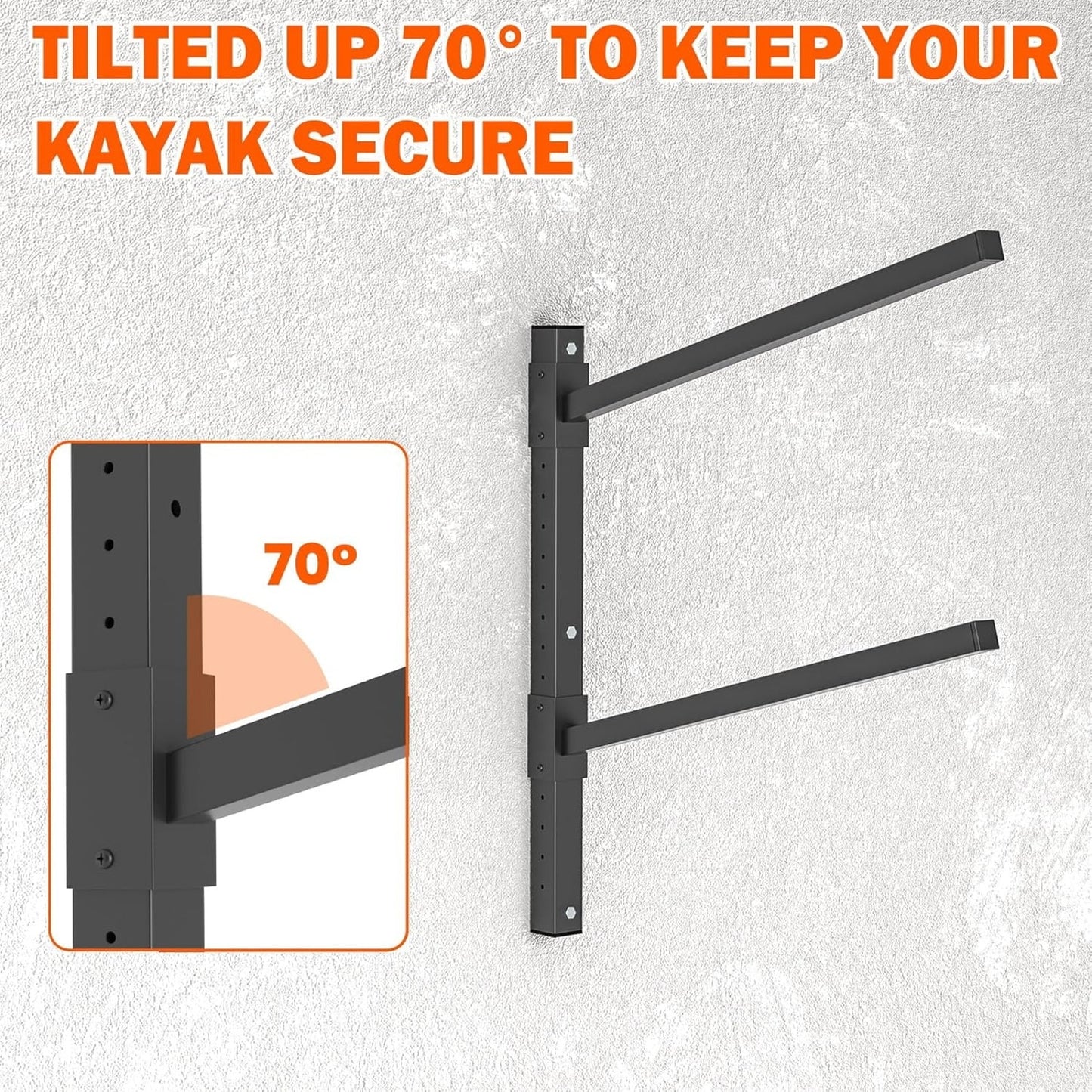 Heavy Duty Adjustable Wall Mounted Kayak Storage Rack for 2 Canoes Paddleboards