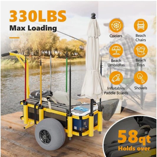 Folding Utility Wagon Cart – Heavy Duty with All-Terrain Wheels, New in box