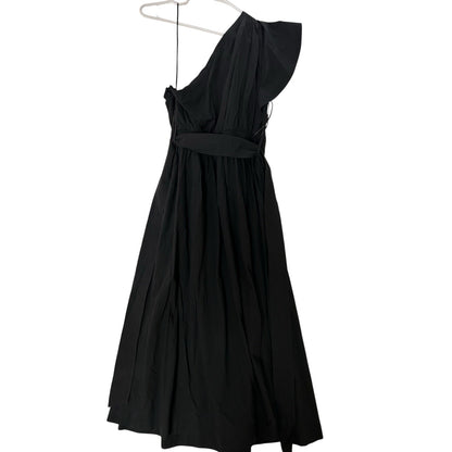 Madewell Ruffled One-Shoulder Midi Dress in Black Size 6 NWT