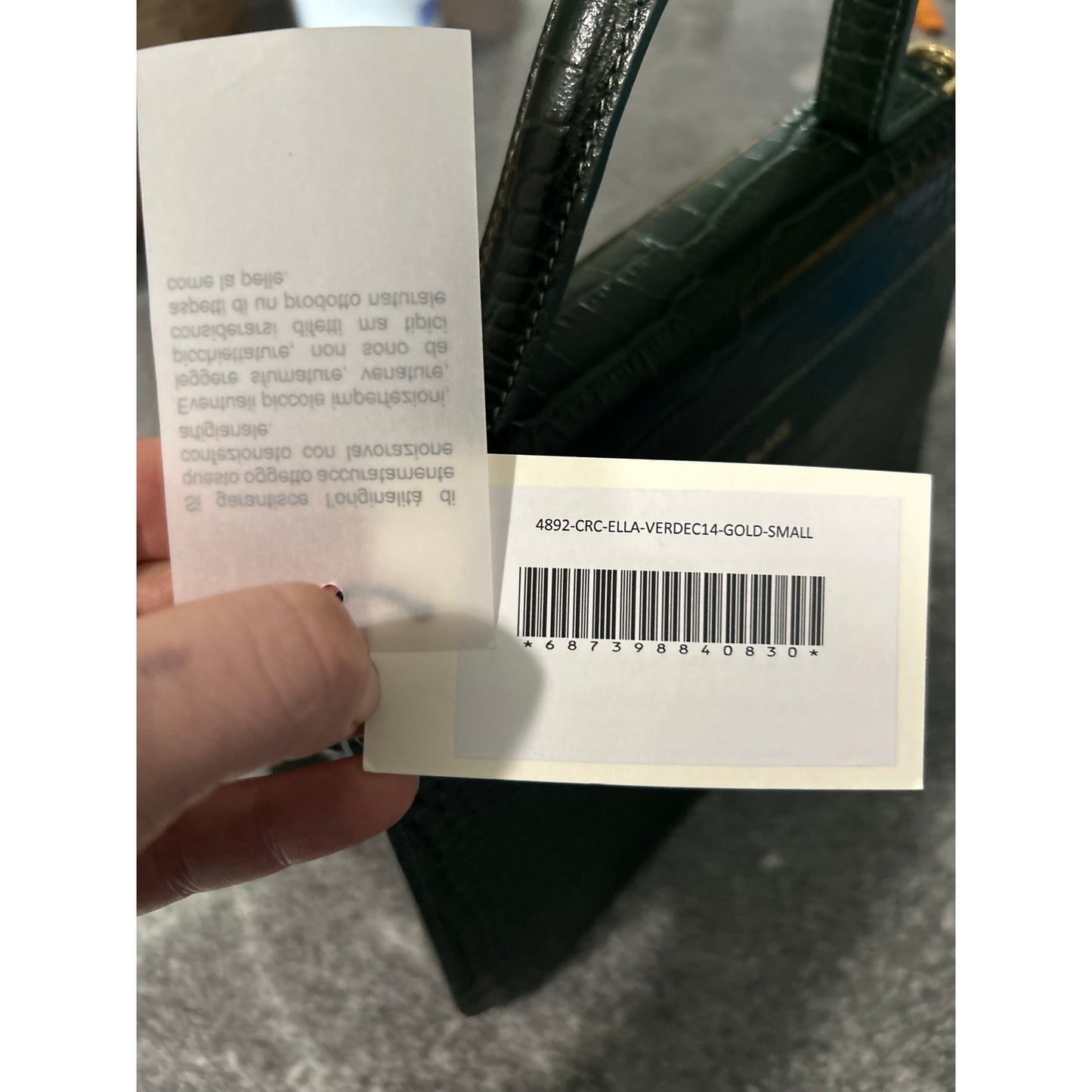 Teddy Blake Ella Croc Embossed Handbag – Verde Green with Gold Hardware, 14"-NWT