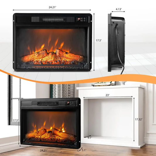 23" Electric Fireplace Insert with App Remote 1400W Black