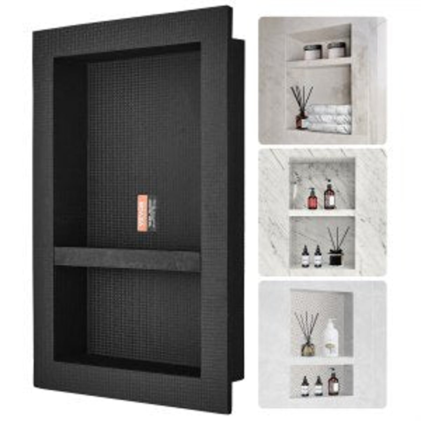 VEVOR 16x24 Double Shelf Recessed Shower Niche - Tile Ready Waterproof Wall Organizer