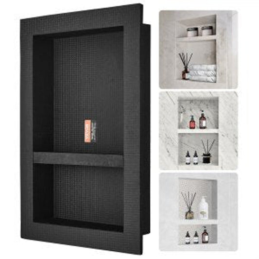 VEVOR 16x24 Double Shelf Recessed Shower Niche - Tile Ready Waterproof Wall Organizer
