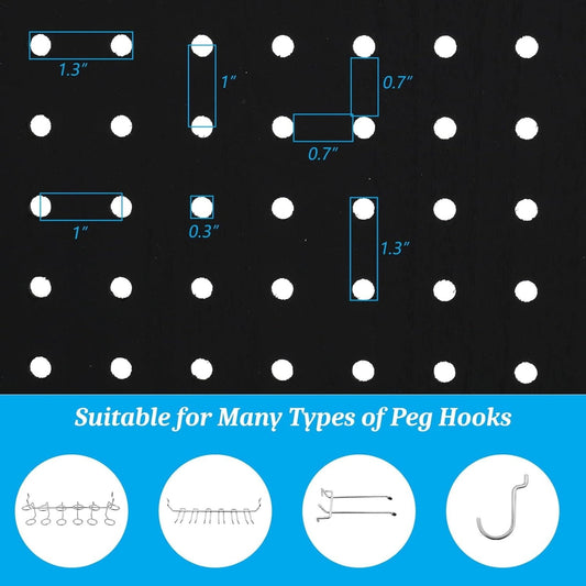 Foldable Wooden Pegboard Display with 4 Panels, Freestanding Craft Organizer