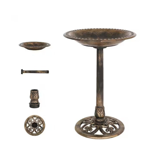 28" Antique Copper Pedestal Bird Bath – Outdoor Garden Décor- New