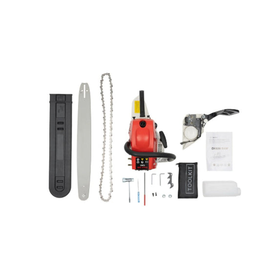 52cc Gas Chainsaw – 2-Stroke, Red & Black with Guide Bar & Chain – New in Box