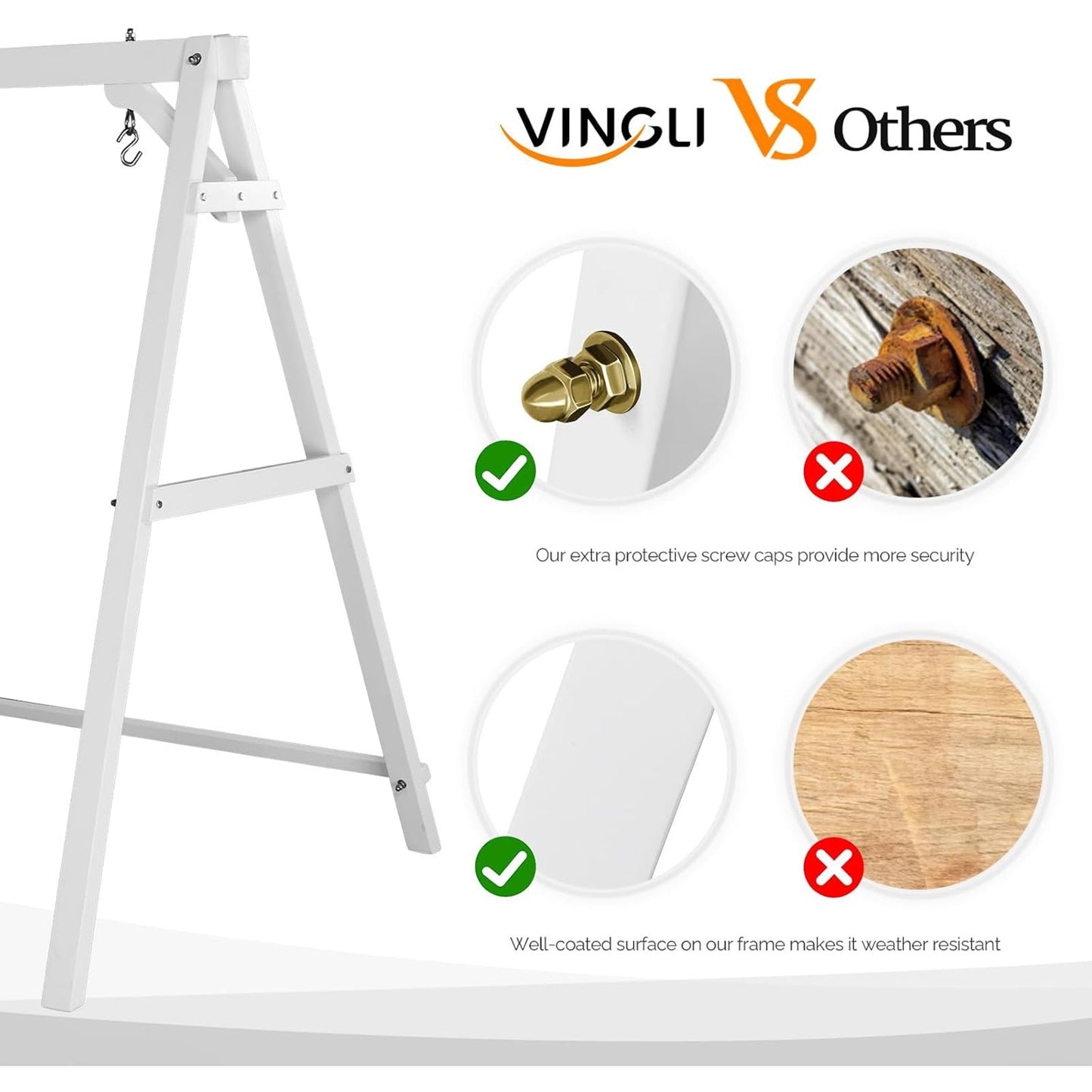 Heavy Duty 660 LBS Wooden A-Frame Porch Swing Stand