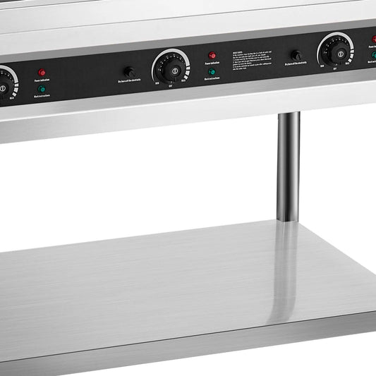 3-Pan Commercial Food Warmer 450W x 3 Stainless Steel Undershelf