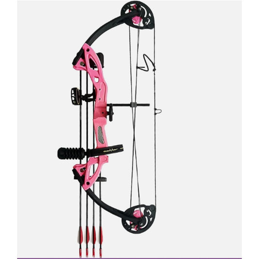 Pink Youth Right-Hand Compound Bow – Adjustable 15–29lb, 19–28" Draw