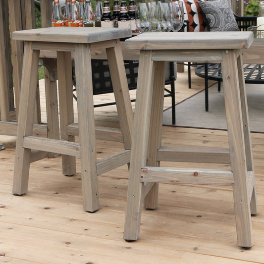 NEW Saddle Style Outdoor Bar Stools - Cedar (Set of 2)
