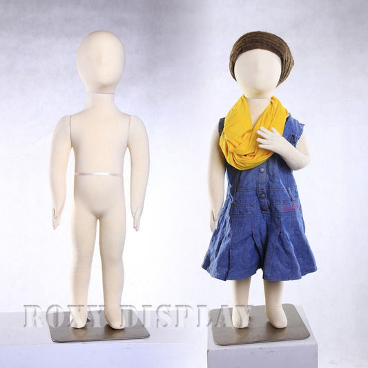 Bonnlo Adjustable White Child Dress Form Mannequin with Wood Stand