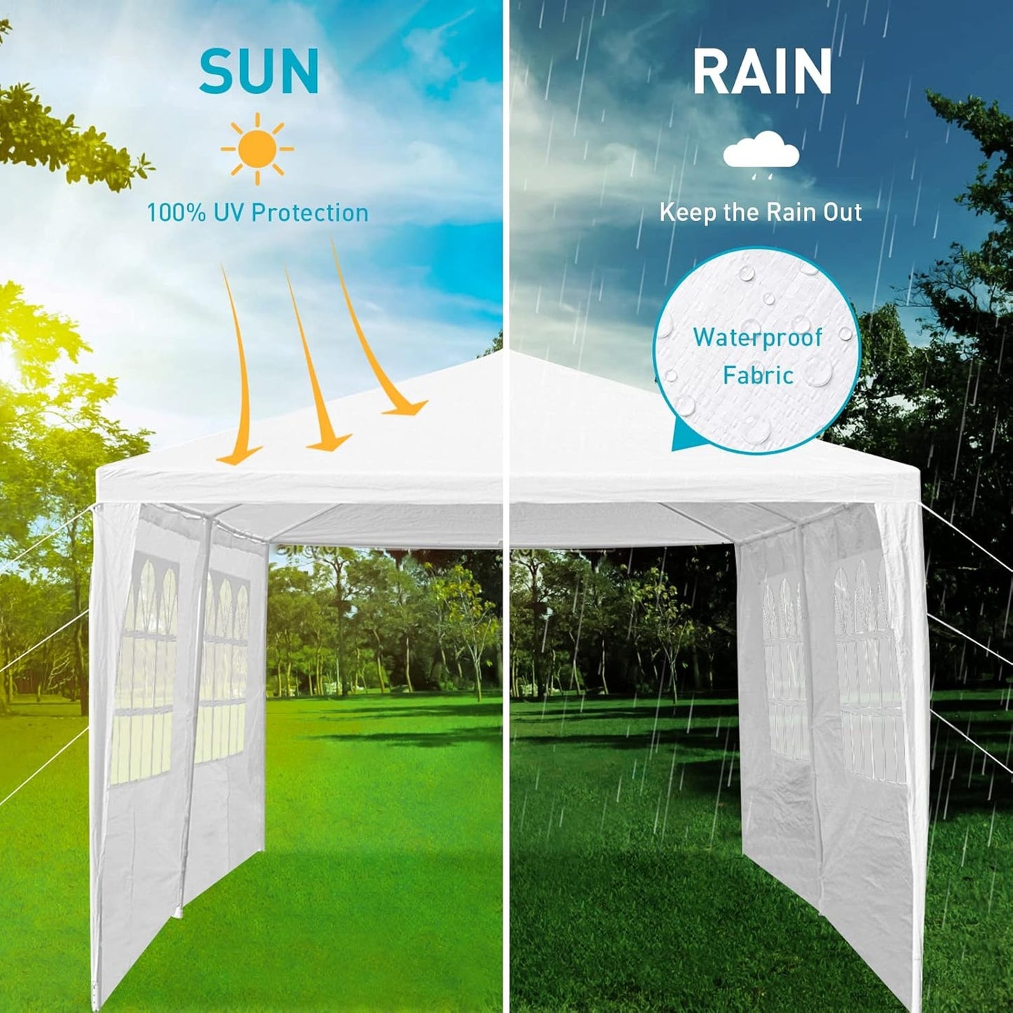 10x20 Waterproof Outdoor Canopy Tent with 4 Removable Sidewalls, White