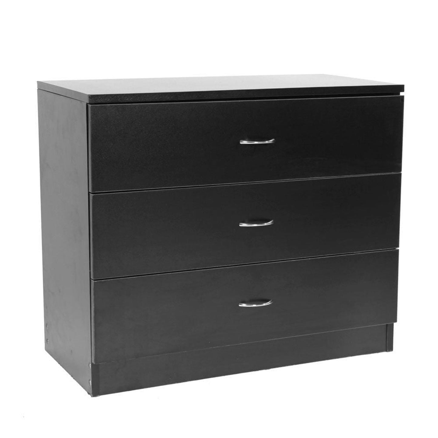 Modern Black Wooden Nightstand with 3 Drawers – New in box