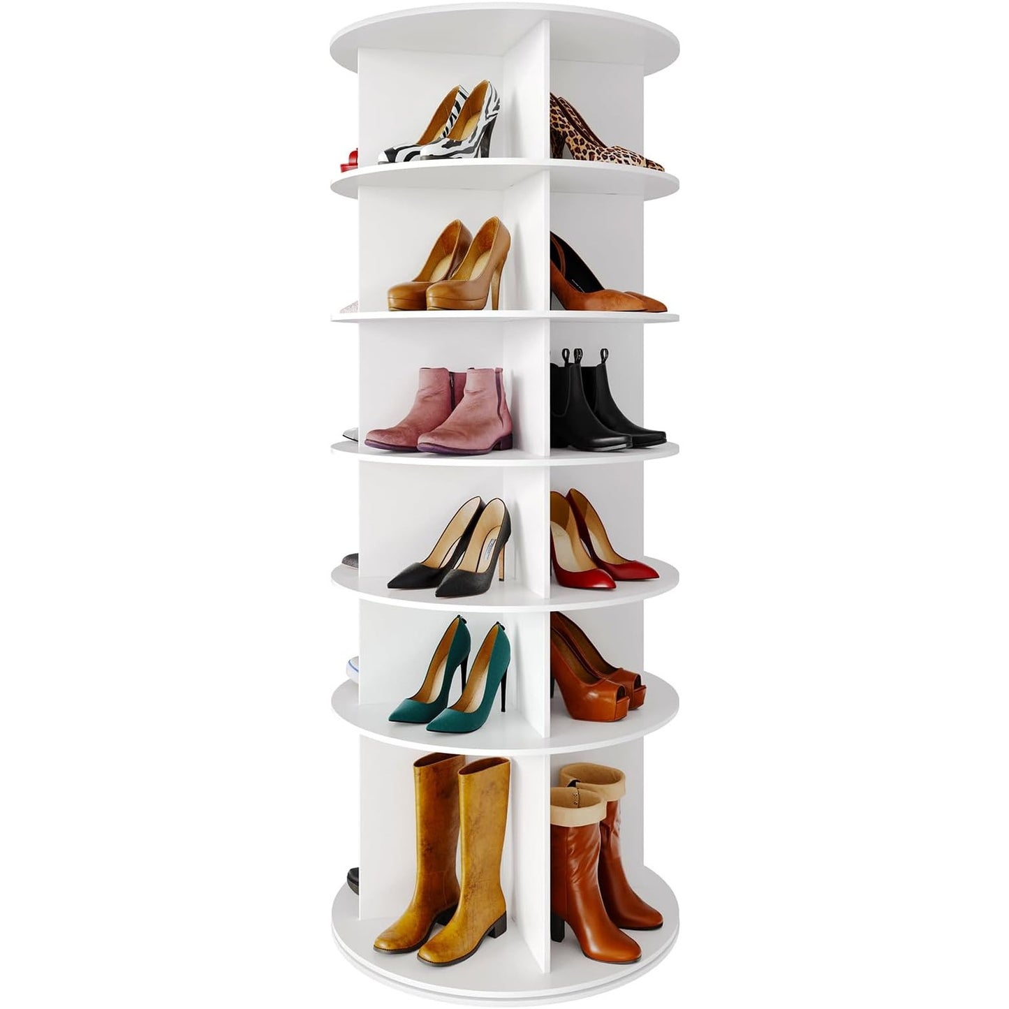 SpaceAid 6-Tier Rotating Shoe Rack – White, New in box