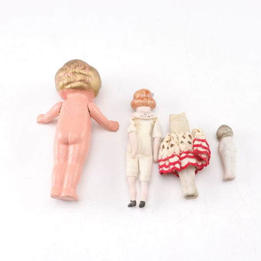 Vintage Miniature Doll Lot Made in Occupied Japan Cloth Crochet Dolls