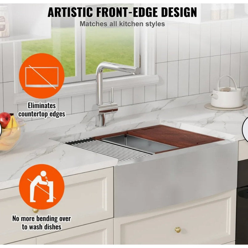 VEVOR 36-Inch Stainless Steel Farmhouse Workstation Sink