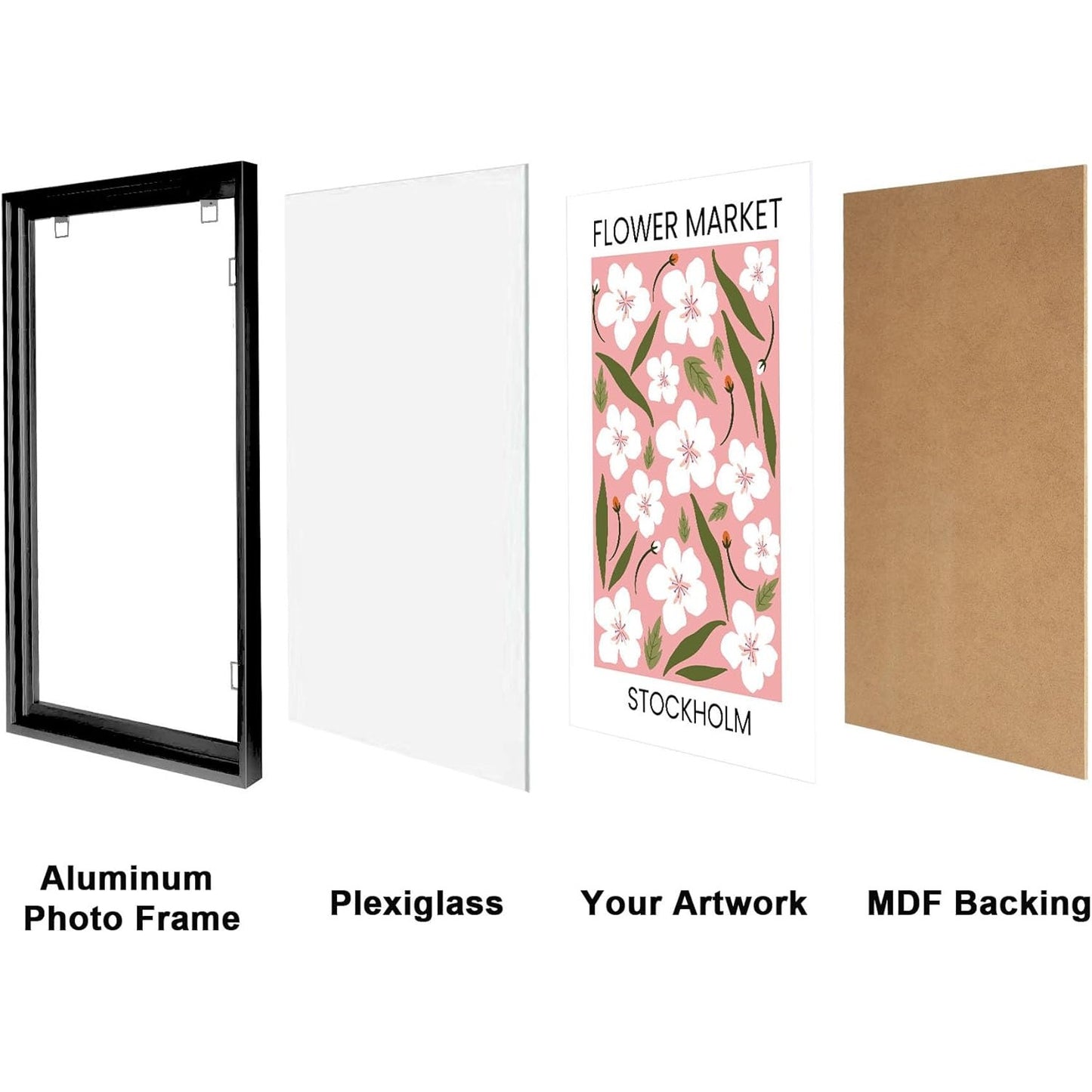 Set of 2 Black 24x32 Snap Poster Frames – Plexiglass Front-Load, New in Box