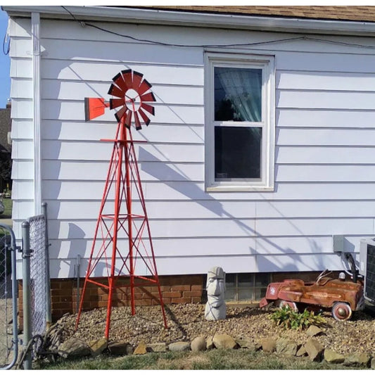 8FT Metal Windmill – Garden/Yard Decoration with Weather Vane