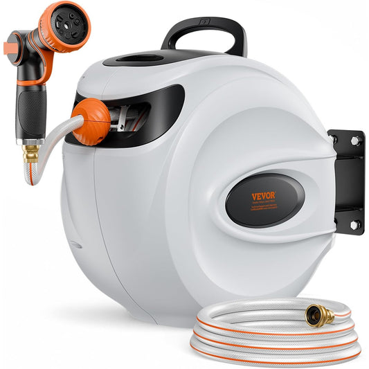 New VEVOR 100' Retractable Garden Hose Reel with 9-Pattern Nozzle