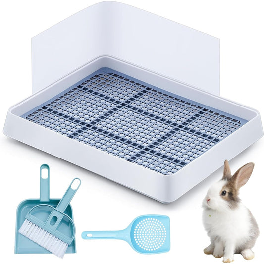 Uiifan Large Rabbit Bunny Litter Box – White & Blue- NIB