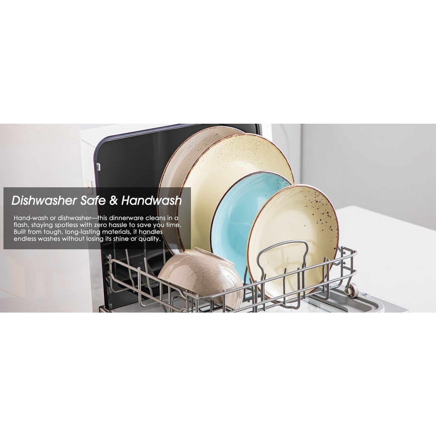 12-Piece Stoneware Dinnerware Set for 4, Glossy Multi-Color (Plates & Bowls)