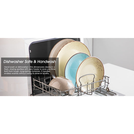 12-Piece Stoneware Dinnerware Set for 4, Glossy Multi-Color (Plates & Bowls)