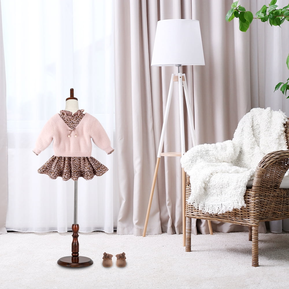 Bonnlo Adjustable White Child Dress Form Mannequin with Wood Stand