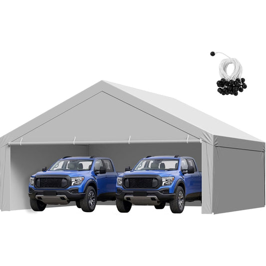 20 X 20 Ft Carport Replacement Canopy Cover With Sidewalls And Ball Bungees