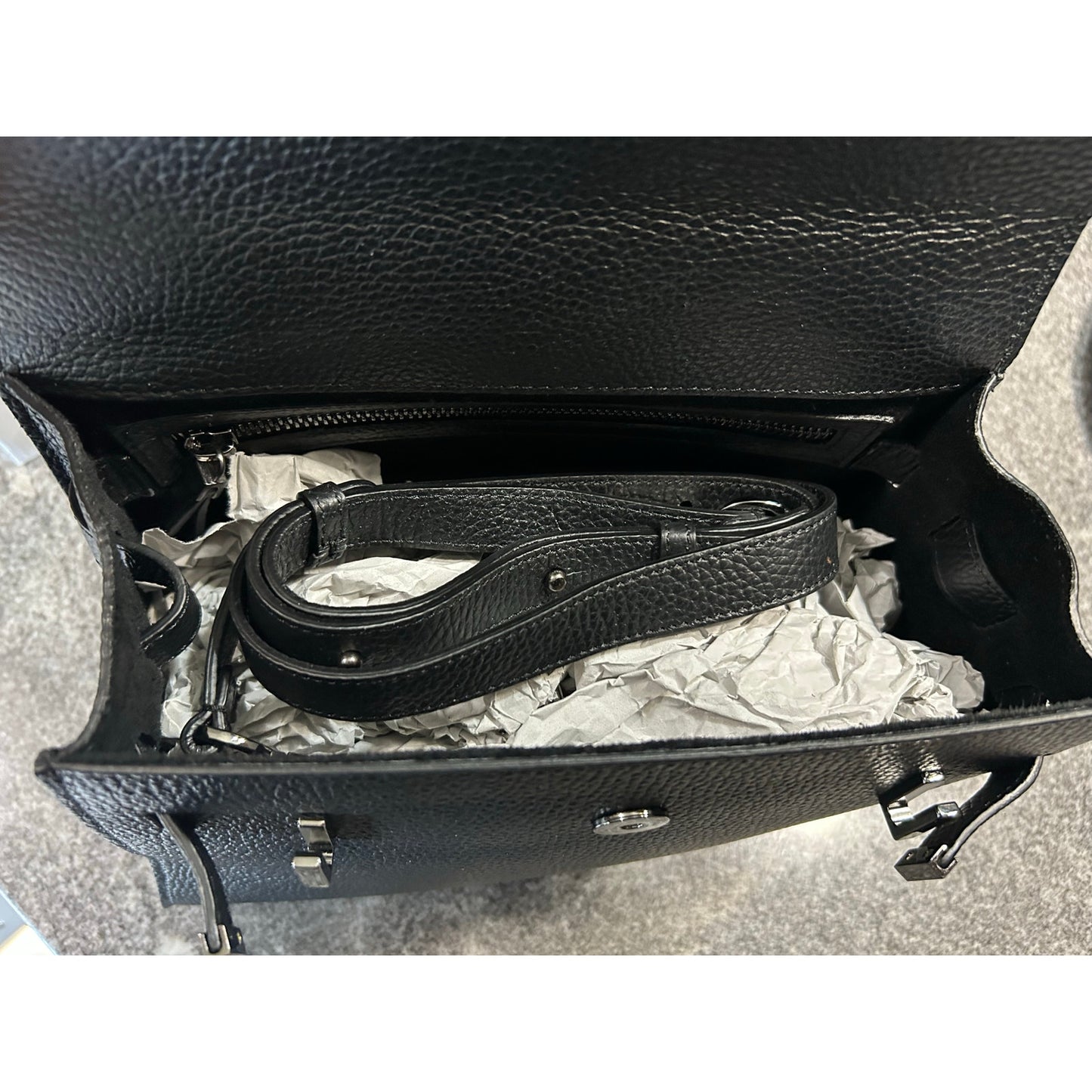 Teddy Blake Ava 11" Satchel – Black Cervo Leather, Ruthenium, Lock & Key