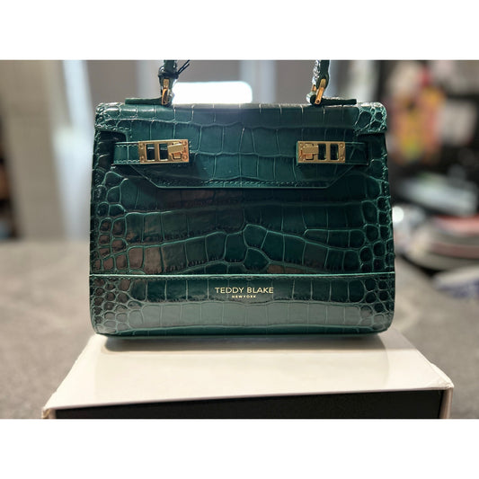 Teddy Blake Kim 9" Satchel – Rare Bottiglia Green Croc, Gold Hardware- NWT!!!