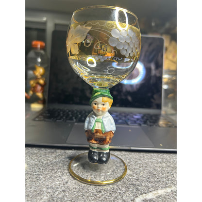 Authentic Goebel Figurine Stem Wine Glasses 6pc Excellent Condition