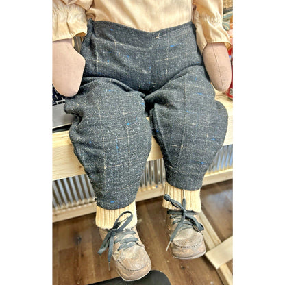 Vintage Handmade Primitive Folk Art Cloth Doll Pair – Boy & Girl – 30” – Signed