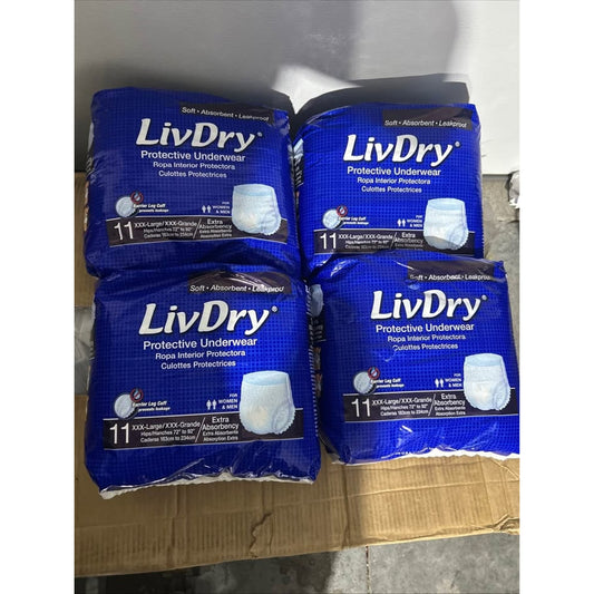 LivDry Protective Underwear XXXL – 4 Packs (New, Sealed)