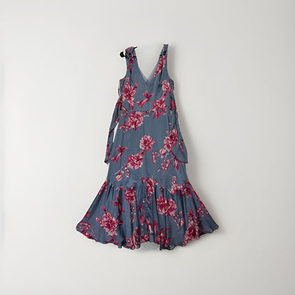 White House Black Market - Beautiful Floral Silk Dress Blue Pink Size 6 NWT