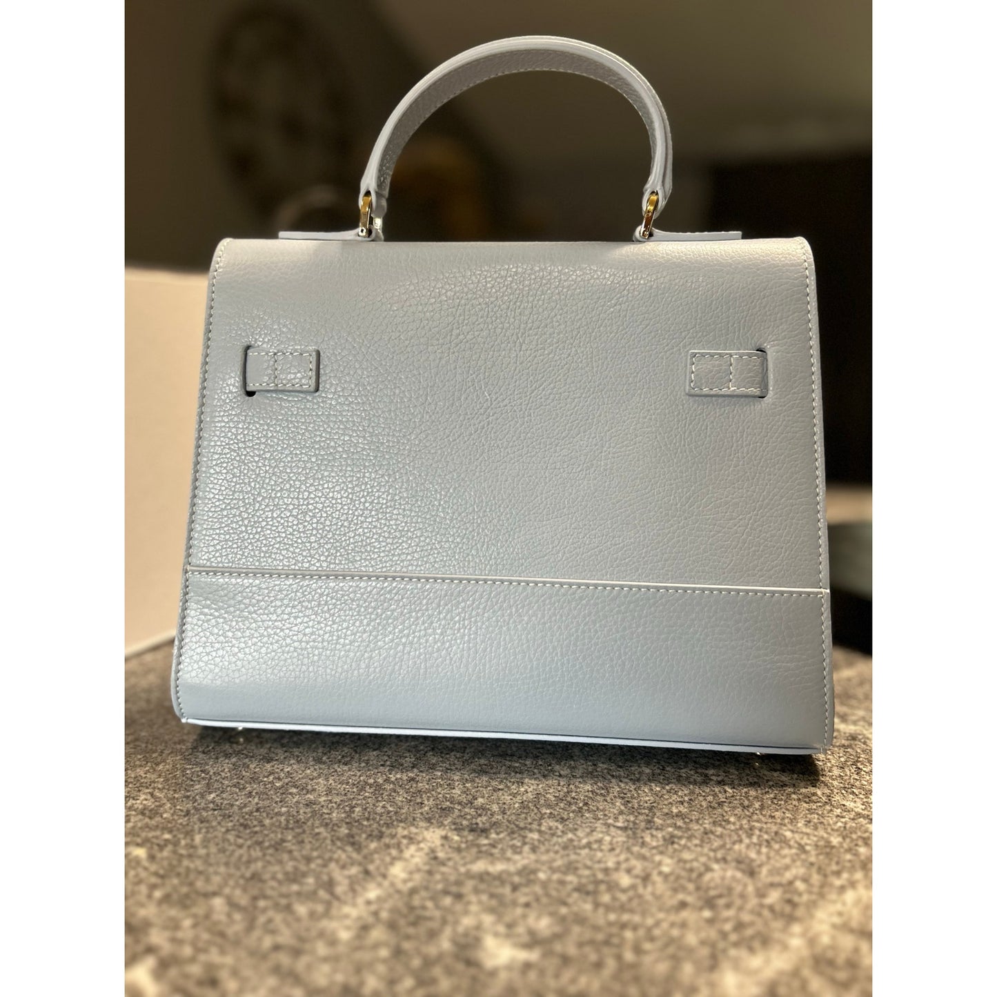 Teddy Blake Kim 11" Satchel – Light Blue Cervo Leather, Gold Hardware- NWT