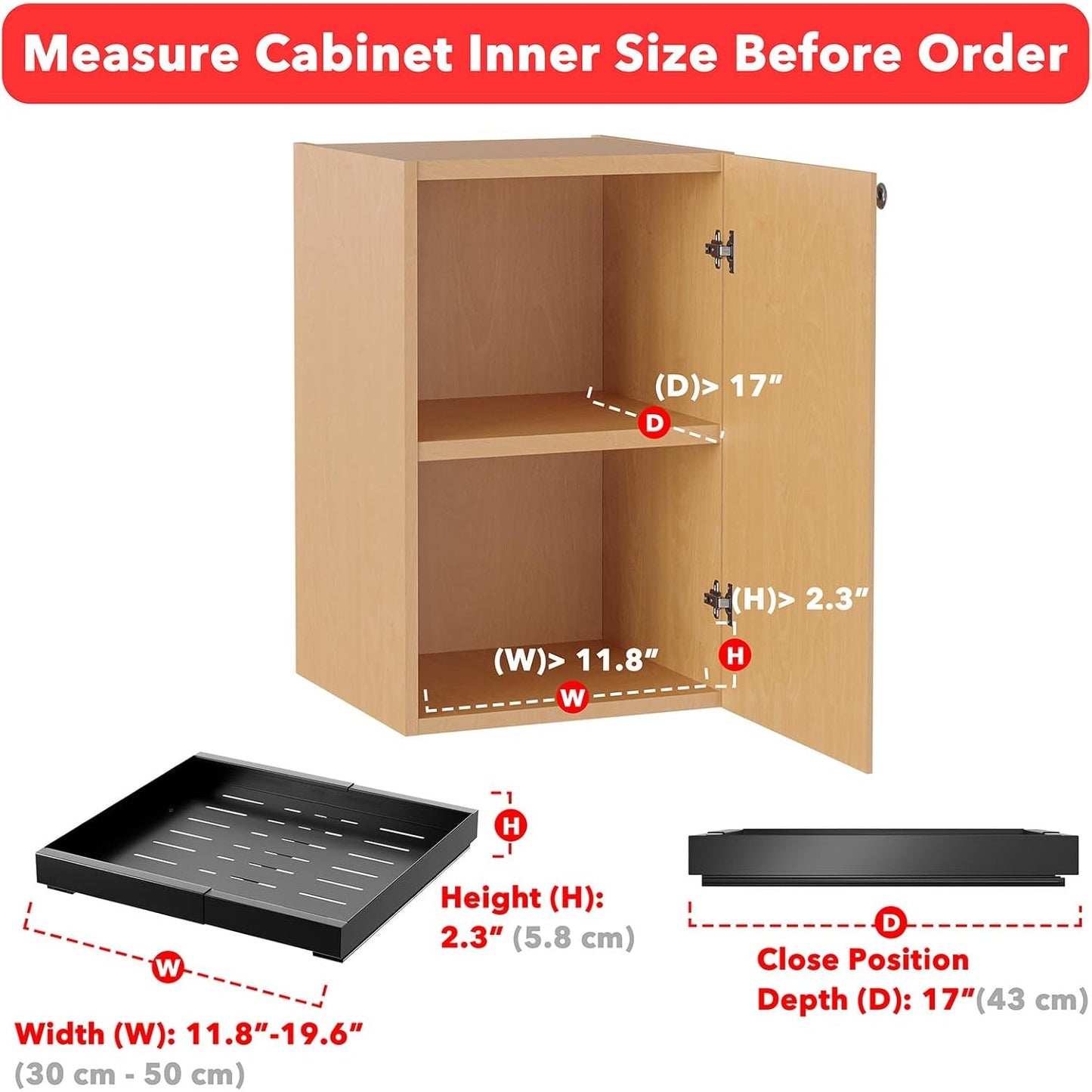 SpaceAid Pull-Out Cabinet Organizer – Black, Expandable 8 x 2- NIB
