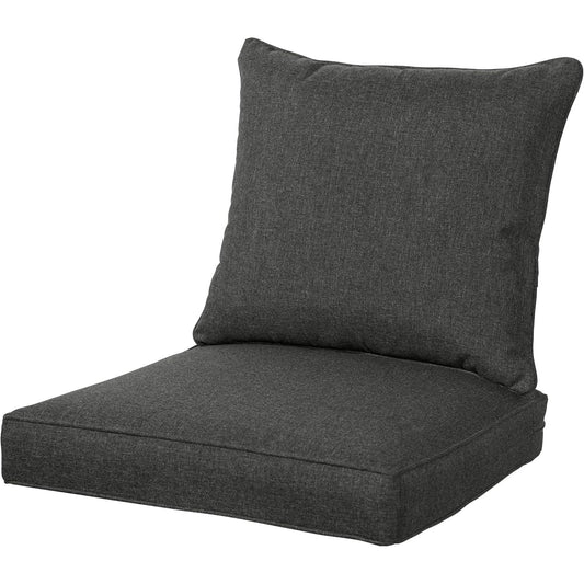 Outdoor Chair Cushion Set Polyester All Weather Charcoal Grey Black