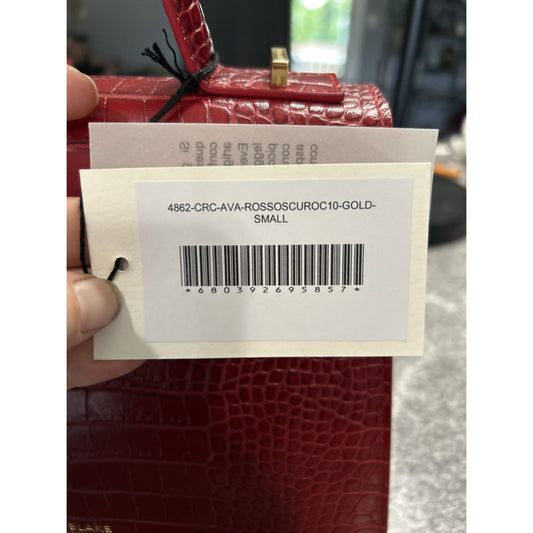 Teddy Blake Ava 11" Croco Leather Satchel – Rosso Scuro Red w/ Gold Hardware-NWT